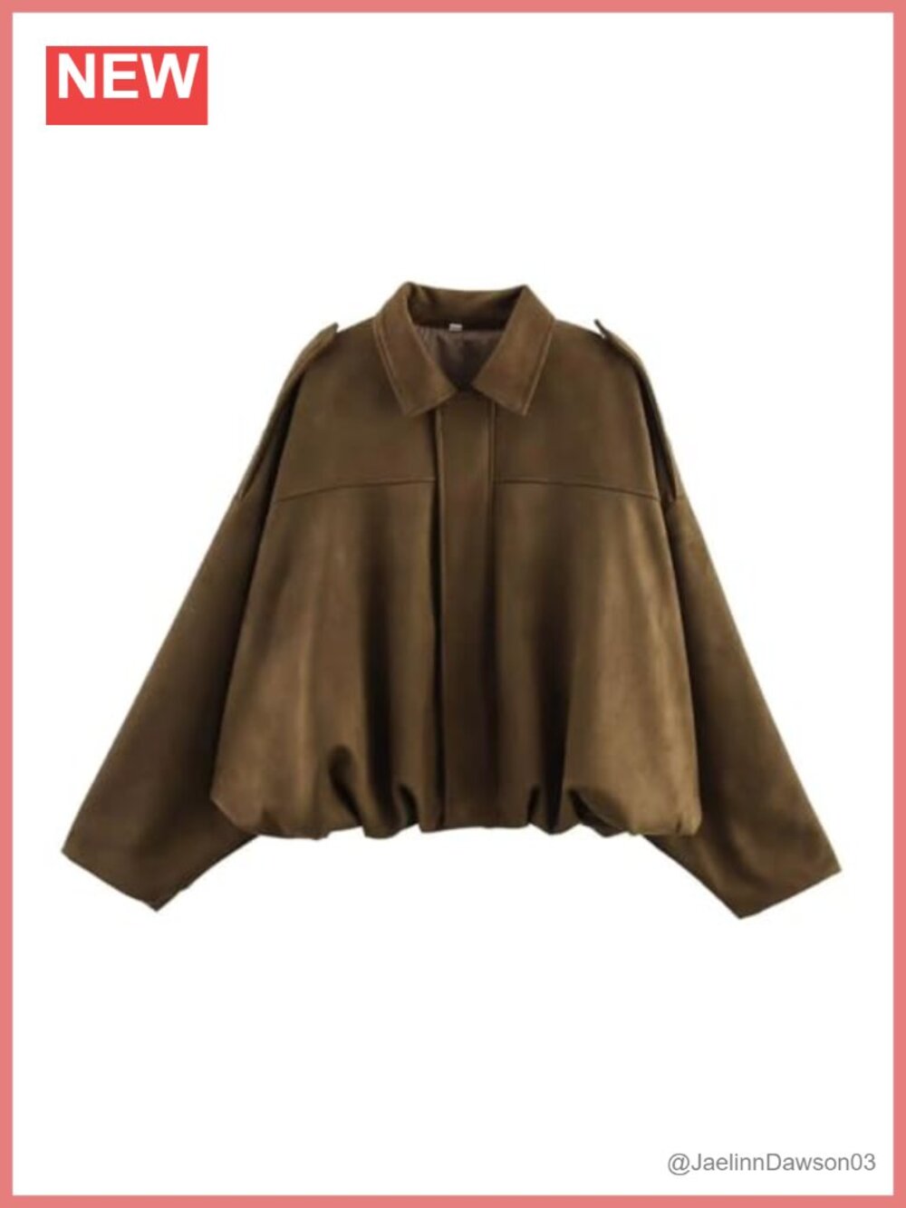 Faux Suede Bomber Jacket Oversized Zip Snap Long Sleeve Casual Coat